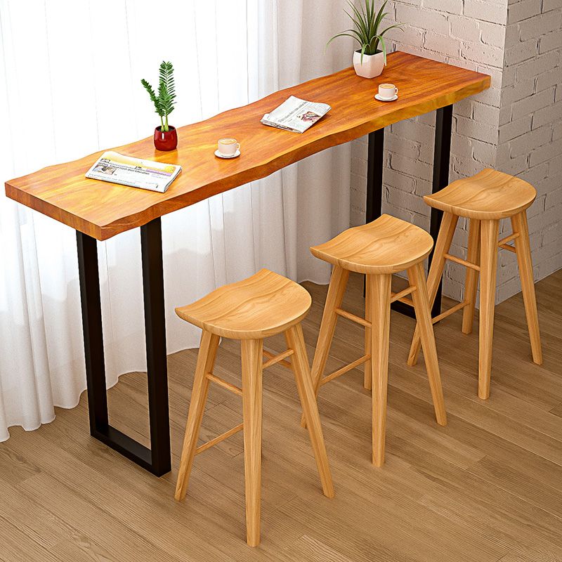Taburete de bar moderno con asiento de silla de montar, reposapiés sin respaldo de pino, taburete con patas de madera