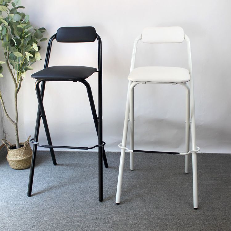 Taburete de bar plegable con respaldo moderno, taburete de bar de hierro para balcón con reposapiés