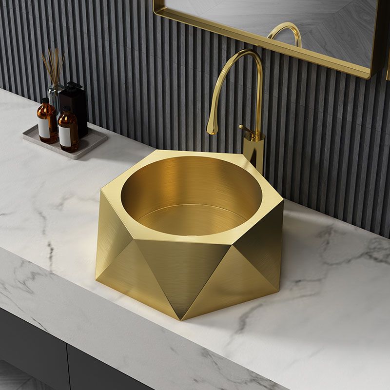 Modern Vessel Sink Metal Specialty with Pop-Up Drain Vessel Lavatory Sink