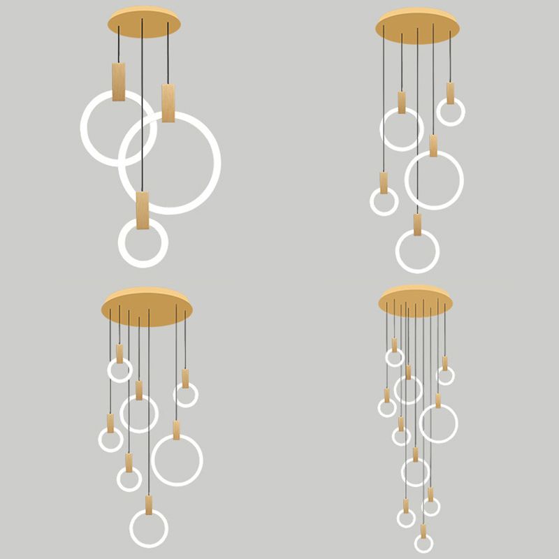 Luce appesa a LED in oro in alluminio in moderno luce a filo in ferro battuto in ferro battuto con tonalità acrilica