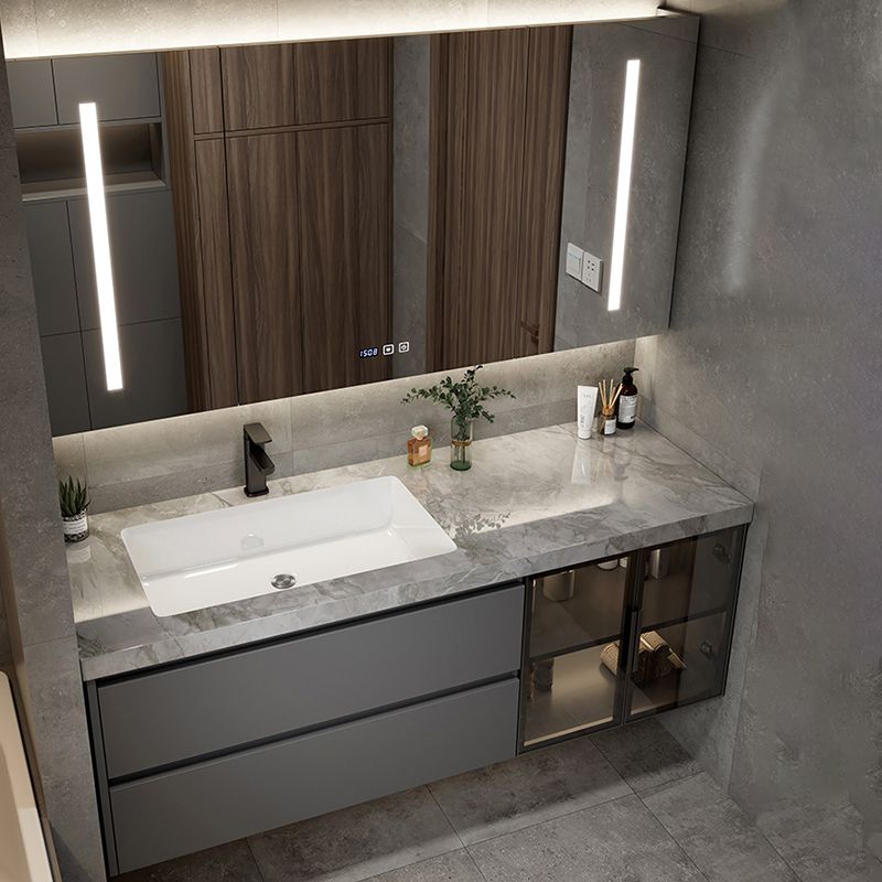 Stone and Ceramic Bath Vanity Glam Bathroom Vanity Set for Bathroom