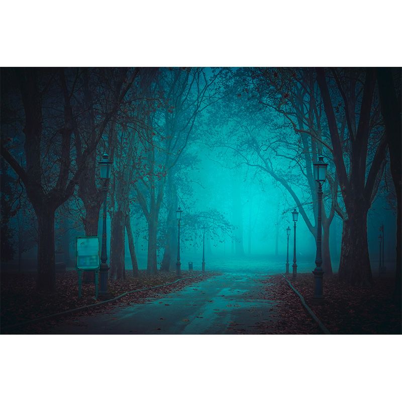 Whole Autumn Forest Mural Modern Mysterious Scenery Wall Art in Dark Color for Home