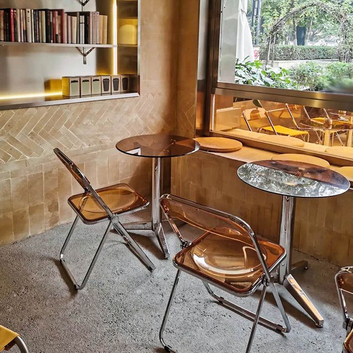 Zeitgenössischer runder Esszimmertisch Tischglas Tisch mit Sockelbasis für Esszimmer