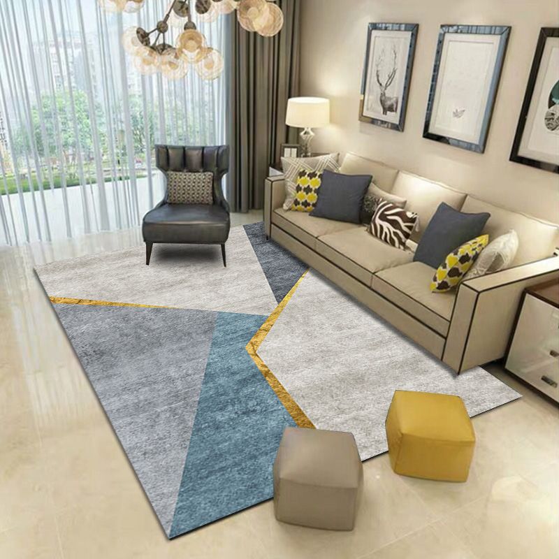 Grey Modern Carpet Polyester Graphic Carpet Washable Carpet for Home Decoration