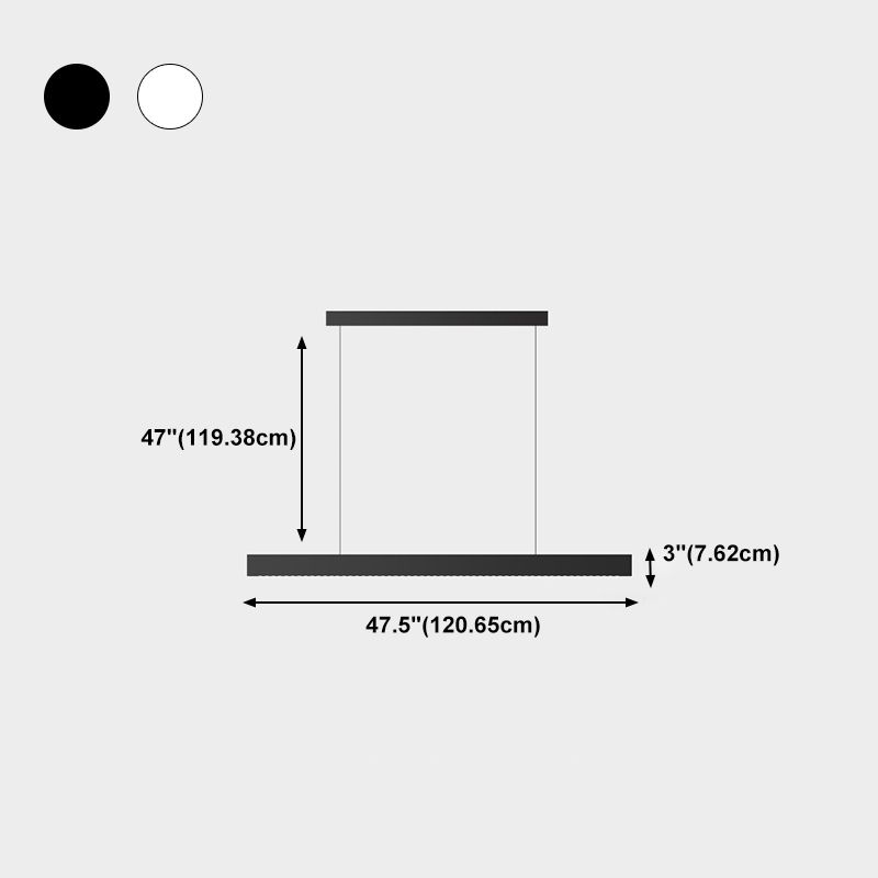 Modern Aluminum Island Light Fixture Rectangle 1-Head Restaurant LED Hanging Pendant Lamp
