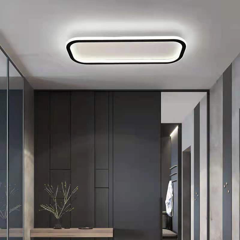 Plafonnier rectangulaire noir, éclairage de plafond moderne en aluminium à LED