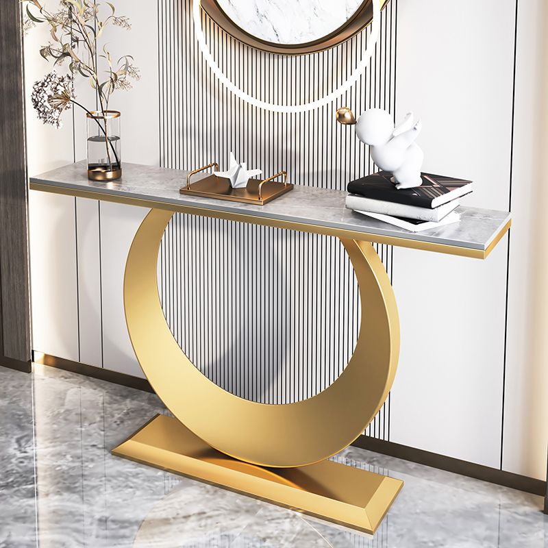 Glam Rectangle Console Table 31.5" Tall Stone Accent Table for Hall