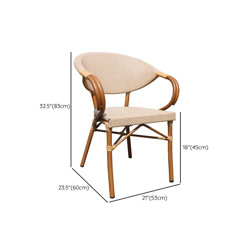 Tropical Beige Armchair/Side Chair with Fabric Back and Aluminum Base