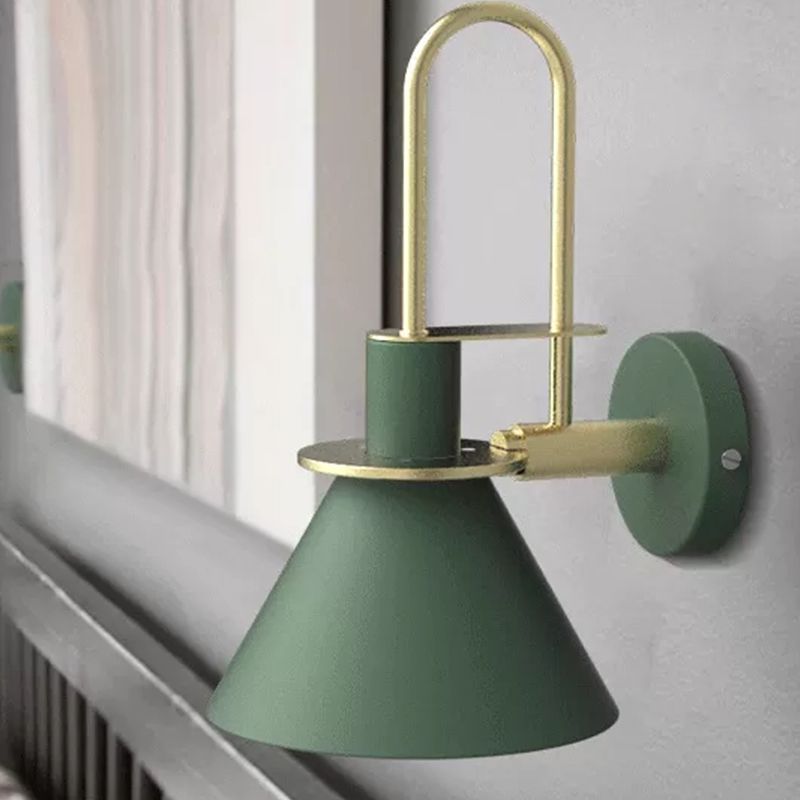 Modern Style Cone Shape Wall Sconce Metal 1 Light Sconces for Bedroom