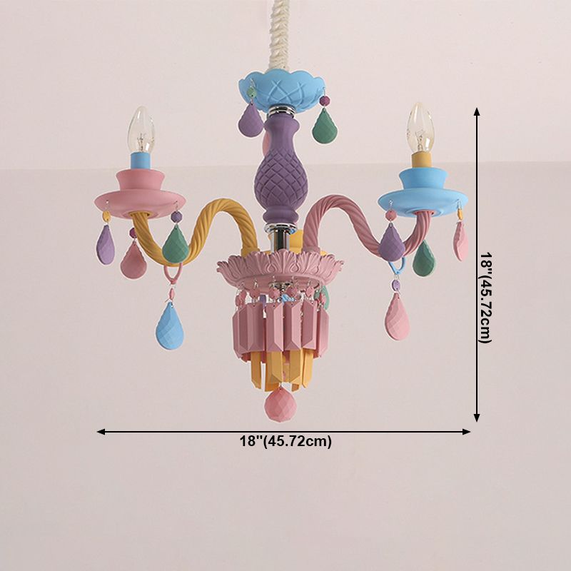 Colorful Candles Chandelier Macaron Style Pendant Lamp for Bedroom