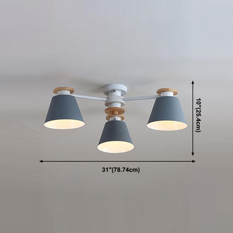 Contemporary Flush Light Fixtures Iron Cone-Shaped Macaron Flush Mount Lamp