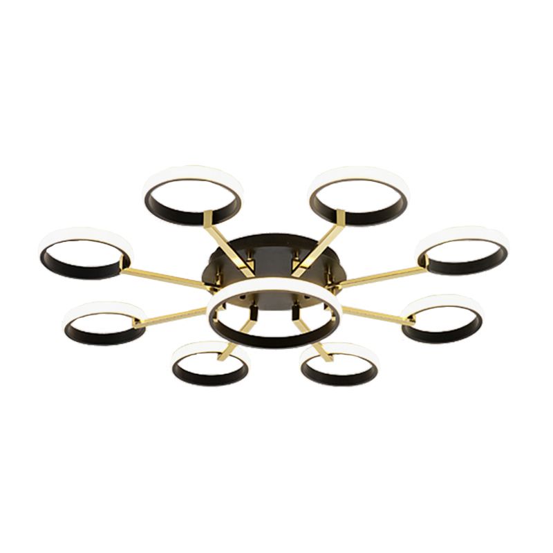 Sputnik Rubor Mount Techo Moderno Acrílico 7/9 Luces Salón Integrado LED Iluminación Techo en Negro