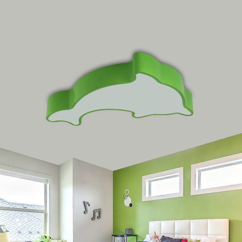 Weiß/Rot/Gelb Delphin Beleuchtung Kinder LED Acryl Flush Mount Deckenleuchte Licht für Schlafzimmer