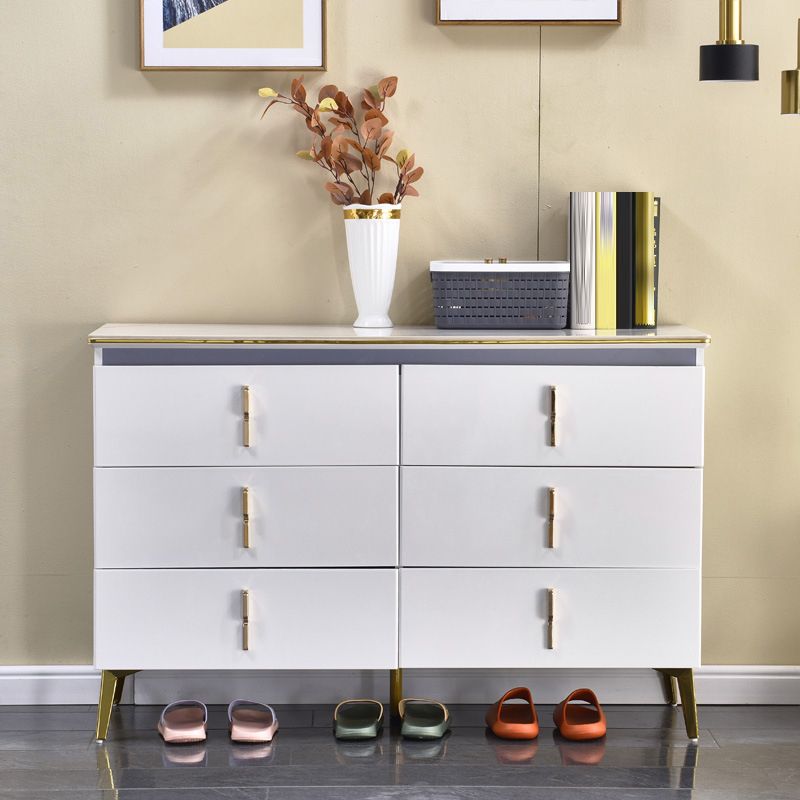 Glam Stone Chest 17.7" Wide Bedroom Chest in White with Drawers