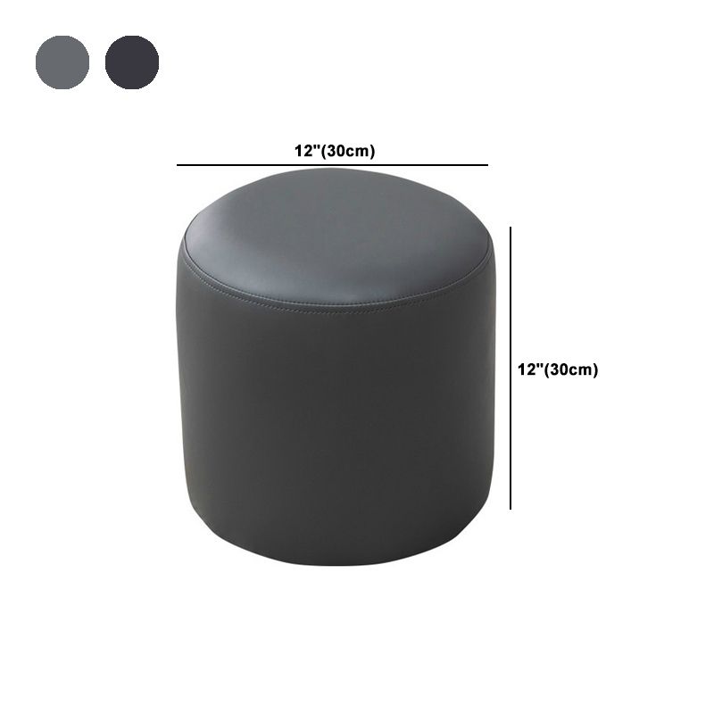 Modern Round Ottoman Solid Color Leather Water Resistant Footstool Ottoman