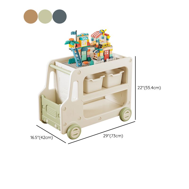 Modern Plastic Standard Kids Bookcase Open Back Bookcase with Wheels