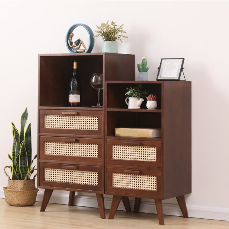 Wicker Rattan Accent Cabinet Bar Pulls Handle Design Storage Cabinet