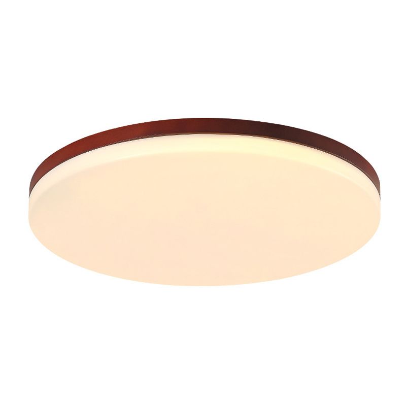 Ultrathin Wooden Ceiling Flush Mount Lighting Simplicity Red Brown Flush Lamp for Dining Room