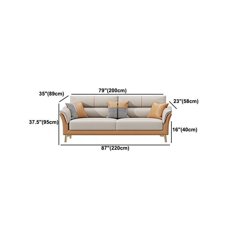 Faux Leather Stain Resistant Watertight Flared Arm Modern Sofa Couch
