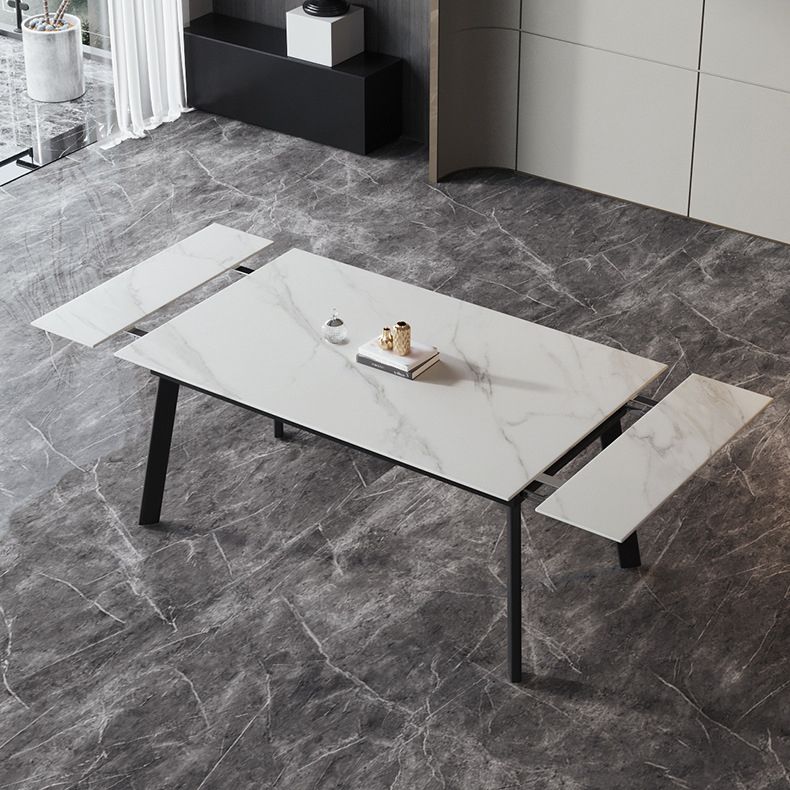 Modern Kitchen Foldable Dining Room Set with Sintered Stone Top and Black Base Dining Furniture Set