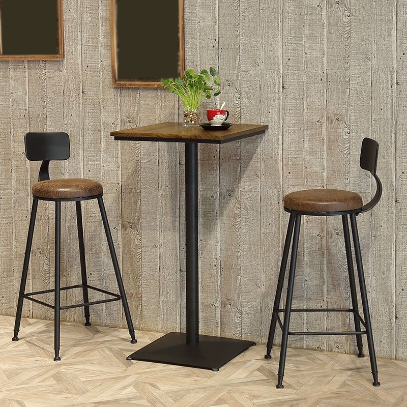 Industrial Style Bar Table Wood and Metal Pub Table for Coffee Shop