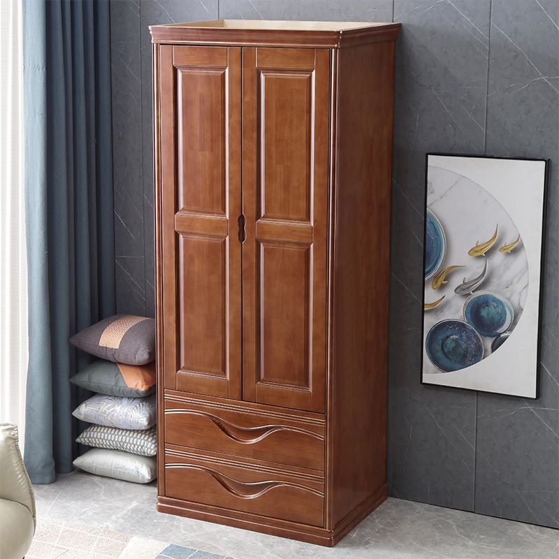 Traditional Wardrobe Armoire Solid Wood Wardrobe Closet with Shelves