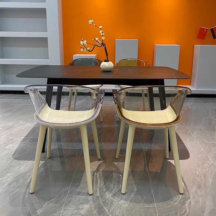 Glam Style Transparent Acrylic Arm Chair Multicolor Dining Arm Chair for Home