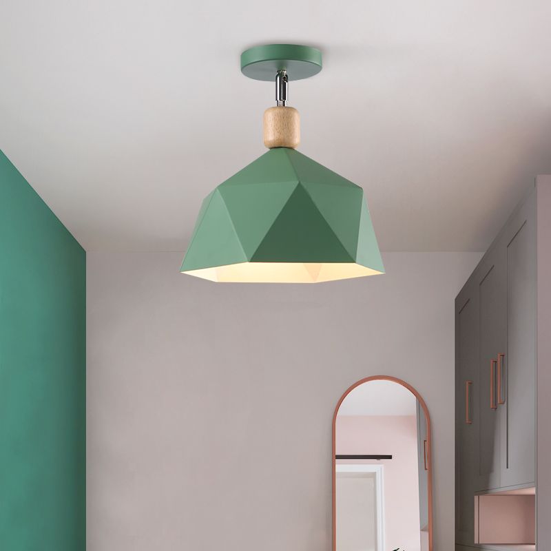 Luz de montaje en techo hexagonal de Metal, Macaron ajustable, 1 cabezal, luz de techo de montaje semiempotrado gris/blanco/verde para pasillo