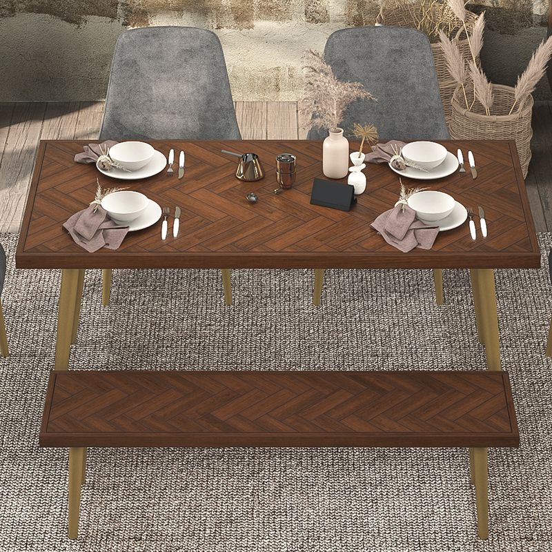 Mesa de comedor de madera maciza de estilo de lujo 4 Pats Base Rectangle Mesa para el hogar