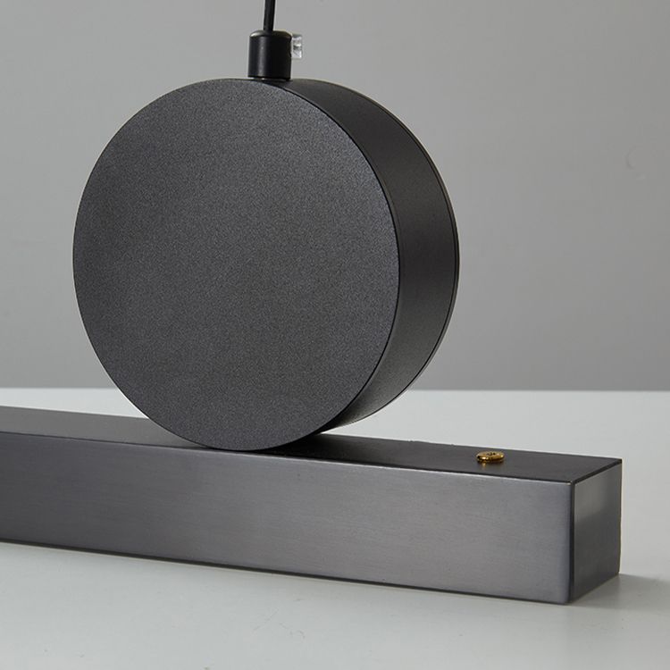 Linear Island Light Fixture Modern Metal Single Light Island Ceiling Light in Black