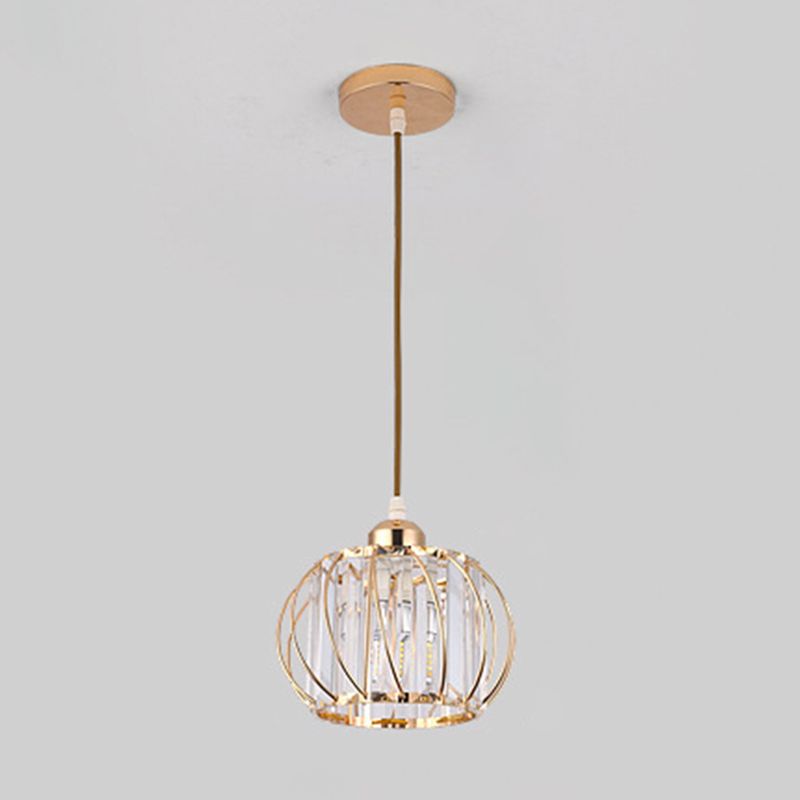 7.5 Inches Wide Mini Crystal Hanging Light with Metal Wire Design Modern Lighting Fixture for Hallway Aisle