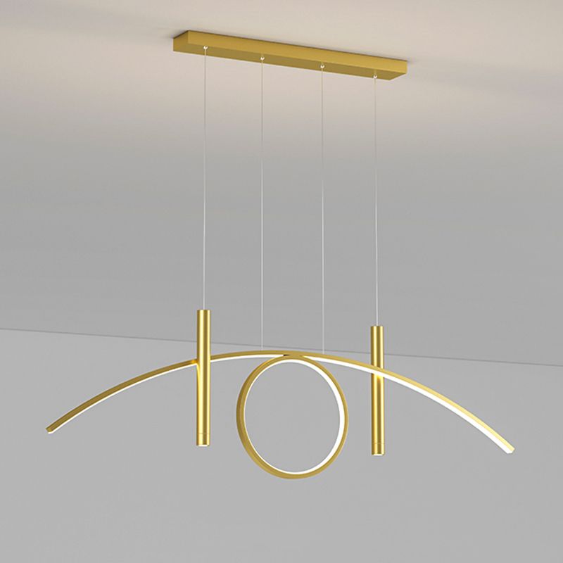 Wrought Iron LED Island Light in Modern Concise Style Acrylic Linear Pendant Light for Dining Room