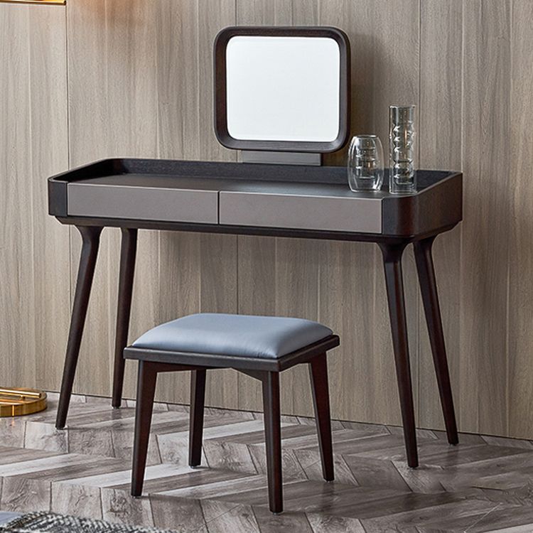 Contemporary Solid Wood Make-up Vanity With Drawers and Stool for Bedroom