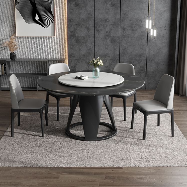 Modern Round Shape Kitchen Dining Table Sintered Stone Standard Dining Table with Pedestal Base