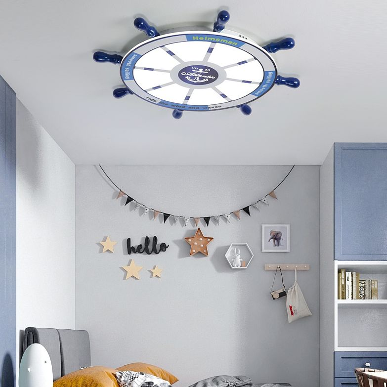Children's Room Ceiling Light Fixture Nordic Modern Minimalist Style Boy Bedroom Creative Cute Cartoon Marine Rudder Lamps