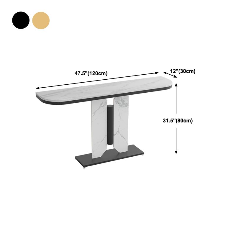 31.5-inch Tall Console Table Stone Half Moon Accent Table for Hall