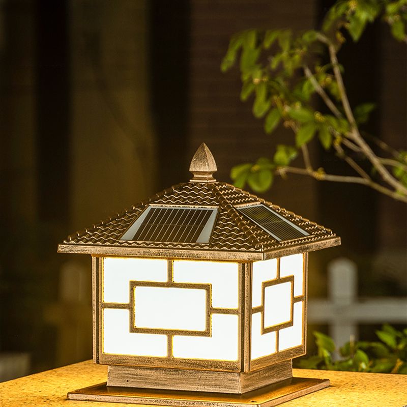 Contemporary LED Pillar Light Simple Solar Lighting Fixture for Garden