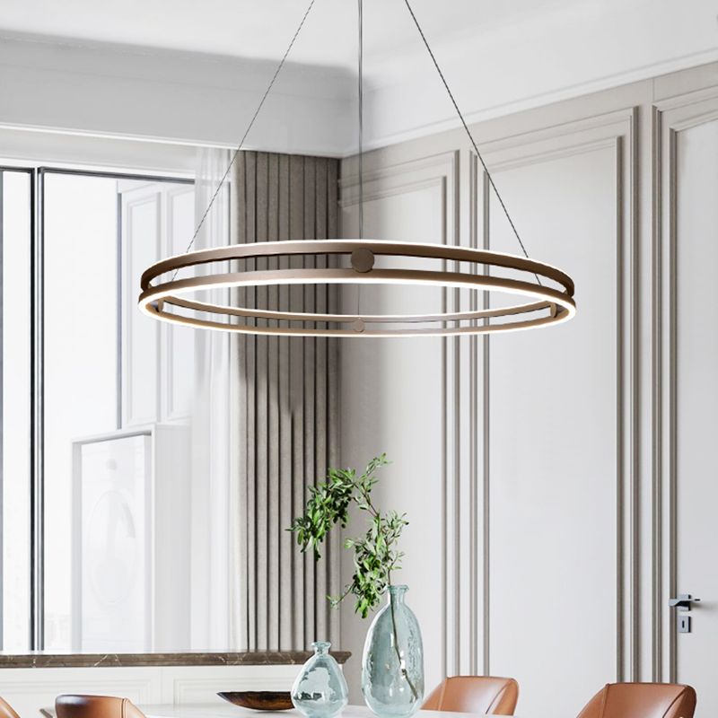 Contemporary Simple LED Hanging Pendant Light Silicone Linear Chandelier for Living Room