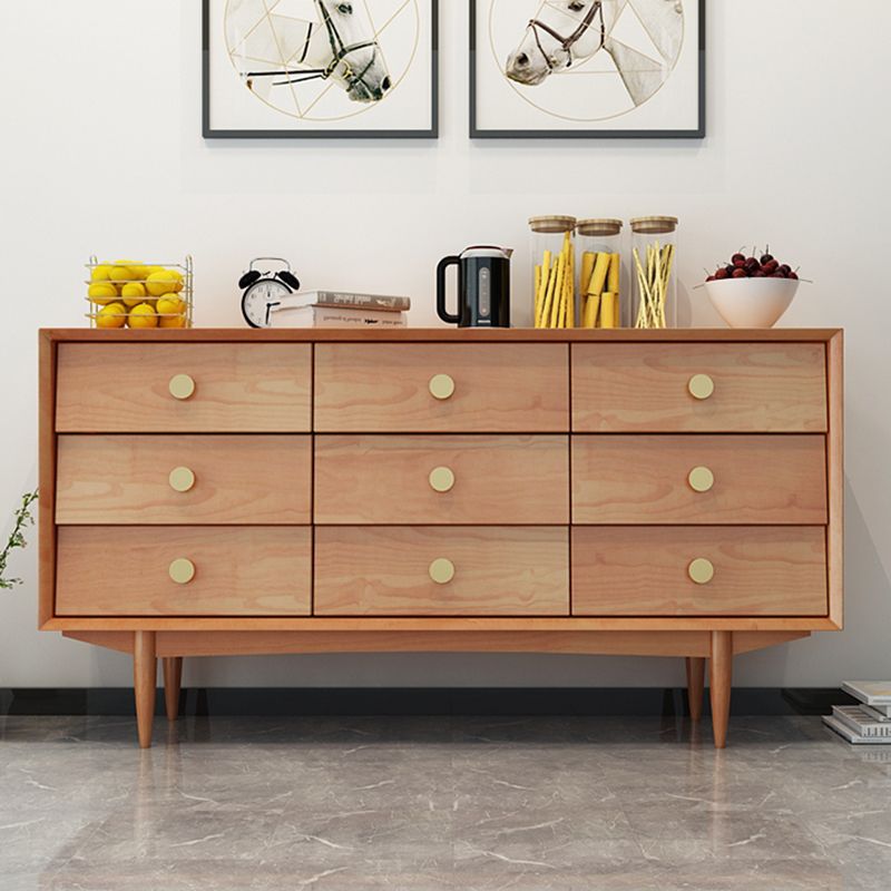 Ultra-Modern Double Dresser Horizontal Solid Wood Storage Chest Dresser for Bedroom