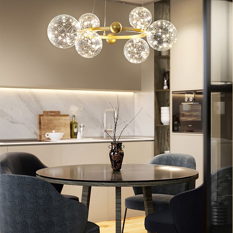 Lámpara colgante de estilo contemporáneo de araña colgante de sputnik para dormitorio de sala de estar