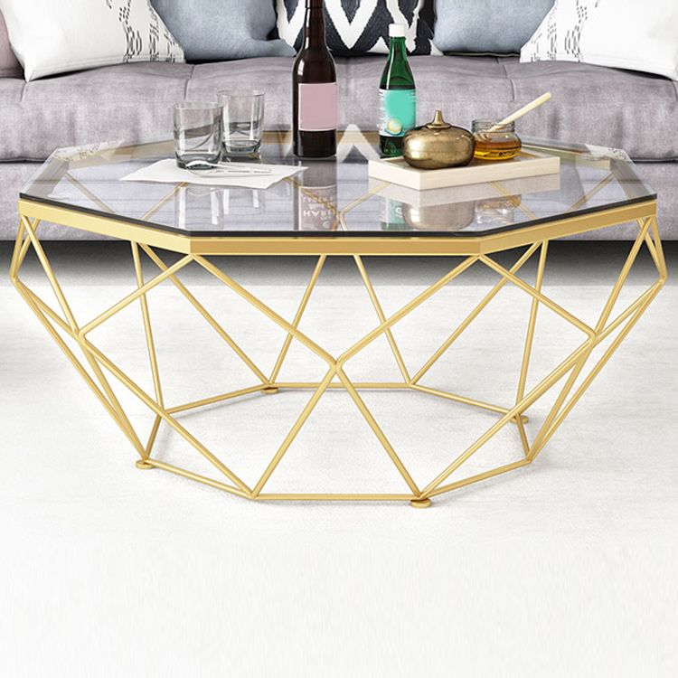 Glass Coffee Table 17.72" H Frame Cocktail Table for Living Room