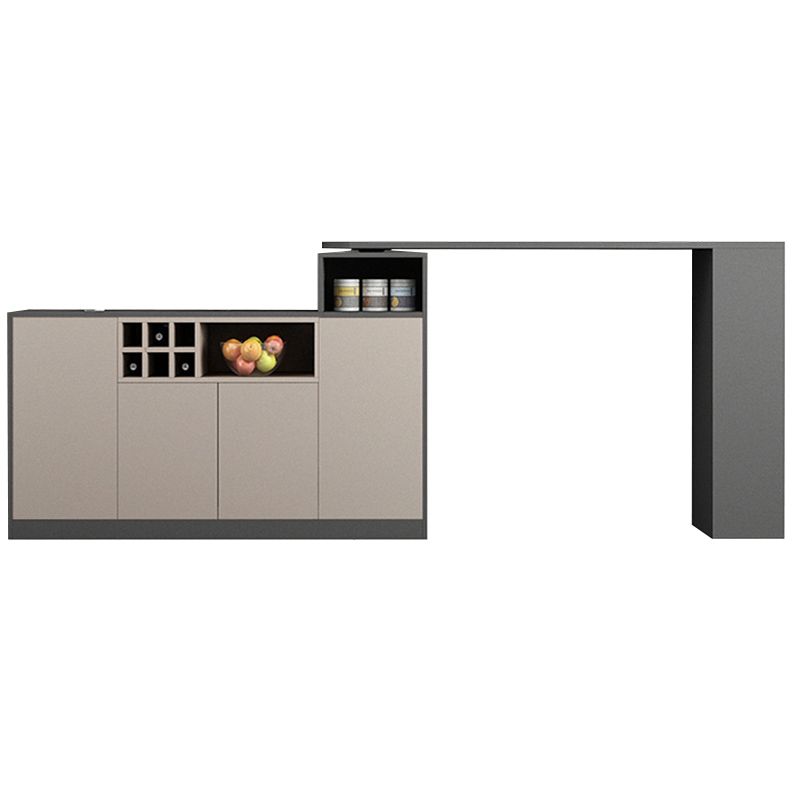 Contemporary Style Bar Table Wood Revolving Bar Wine Table with Storage