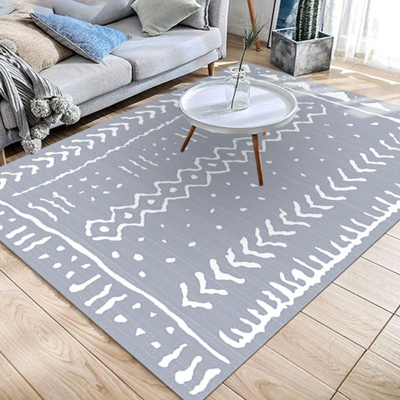 Southwestern Area Rug Simple Geometric Chevron Line Washable Area Rug for Bedroom Power Loom Anti-Slip Rug