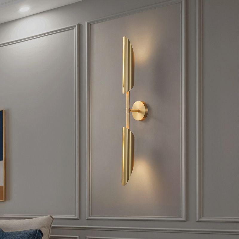 Shaded Bedroom Wall Mount Light Metal Modern Style Sconce Light Fixture in Coppery