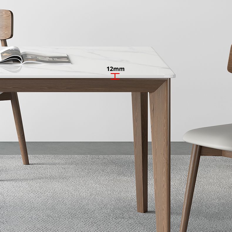 Rectangle Medieval Modern Dining Table Sintered Stone Table with 4 Wood Legs