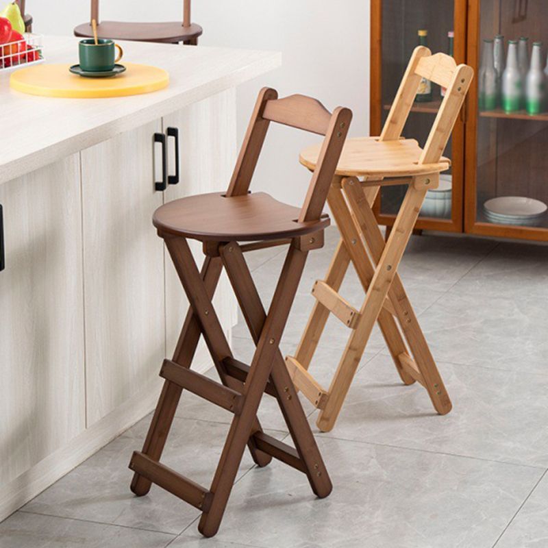 Contemporary Home Folding Stool Matte Finish Bamboo Barstool