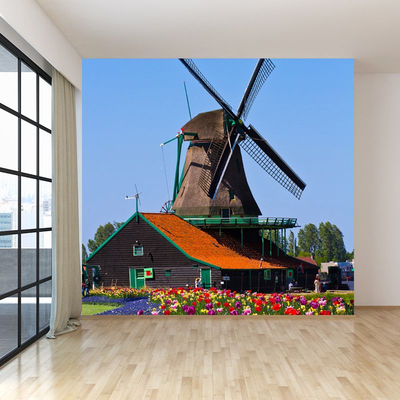 Whole Windmill View Mural Wallpaper for Wall Decor Contemporary Girls Room Wall Art