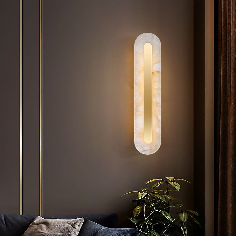 Geometric Post Modern Wall Mount in Gold Brass & Marble Wall Sconce