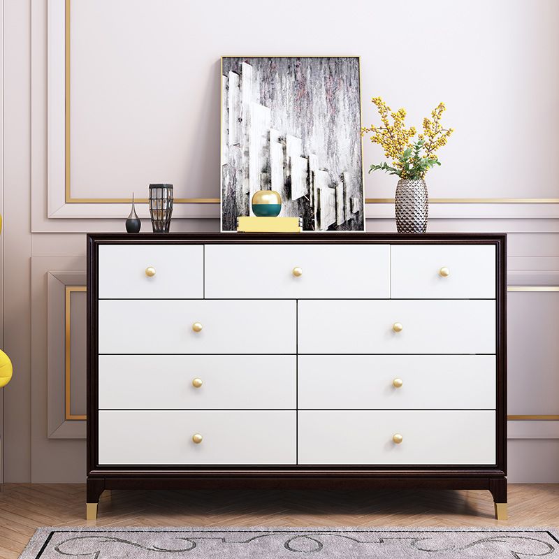 Modern Horizontal Double Dresser Solid Wood Storage Dresser for Bedroom