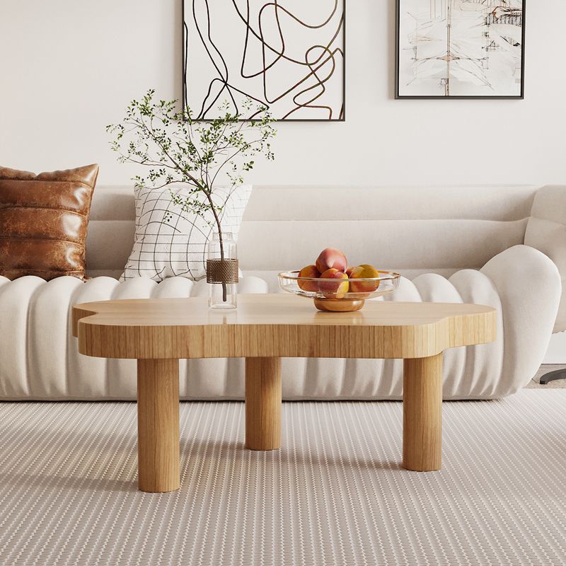 Solid Wood Single Coffee Table 3 Legs Free-Form Coffee Table